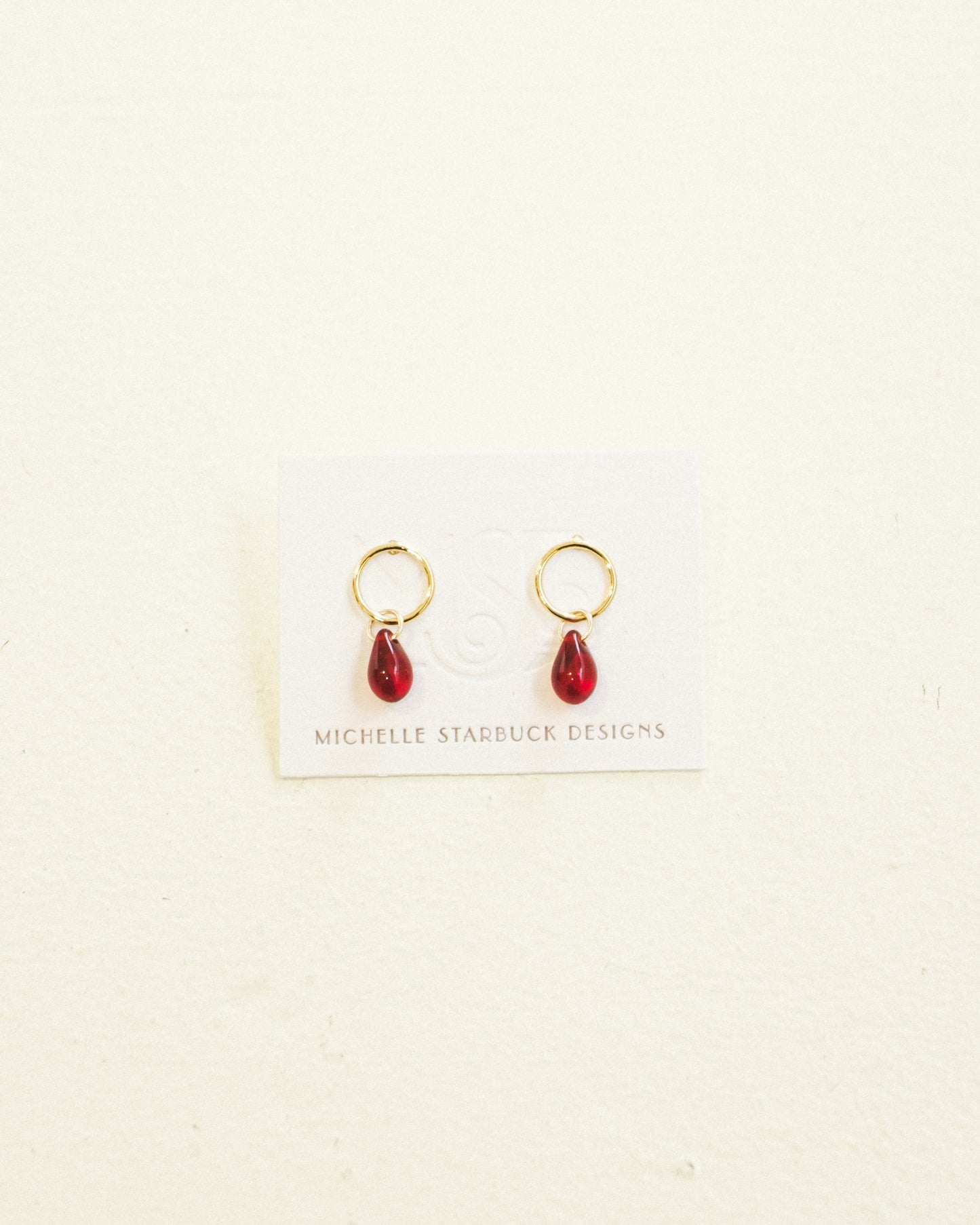 Oxblood Glass Teardrop Studs