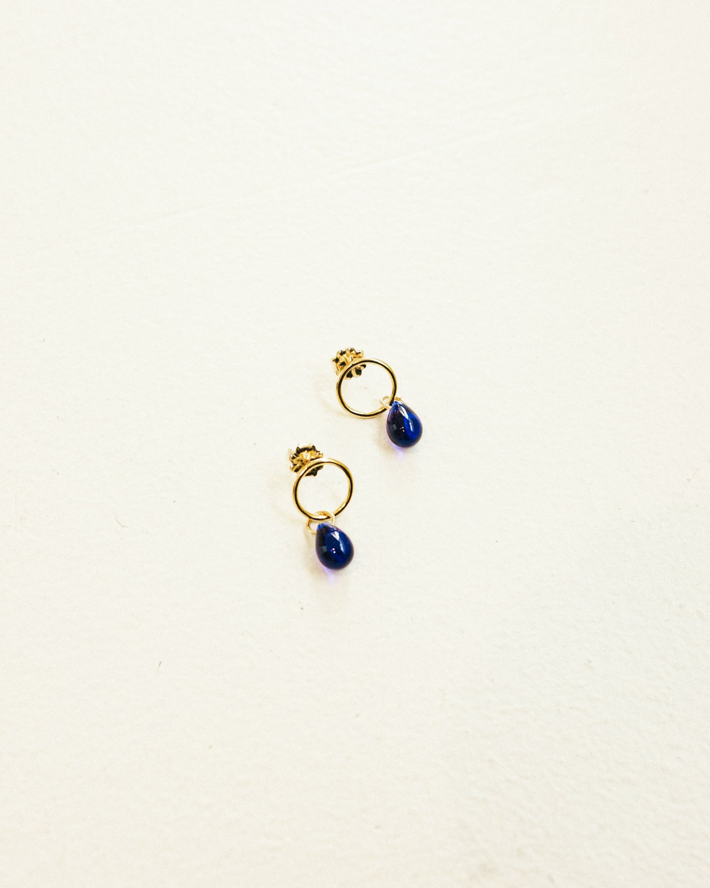 Cobalt Glass Teardrop Studs