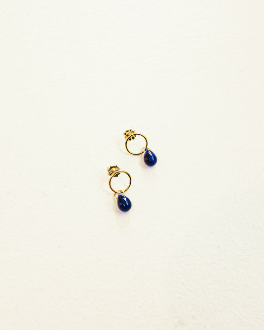 Cobalt Glass Teardrop Studs
