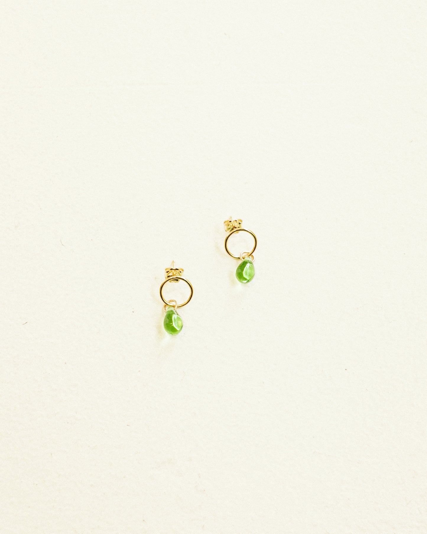 Peridot Glass Teardrop Studs