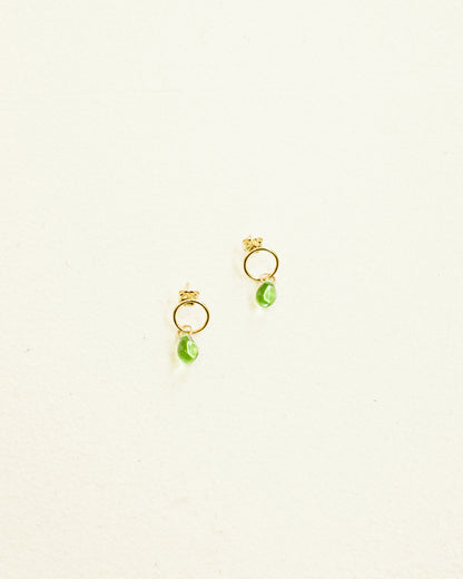 Peridot Glass Teardrop Studs