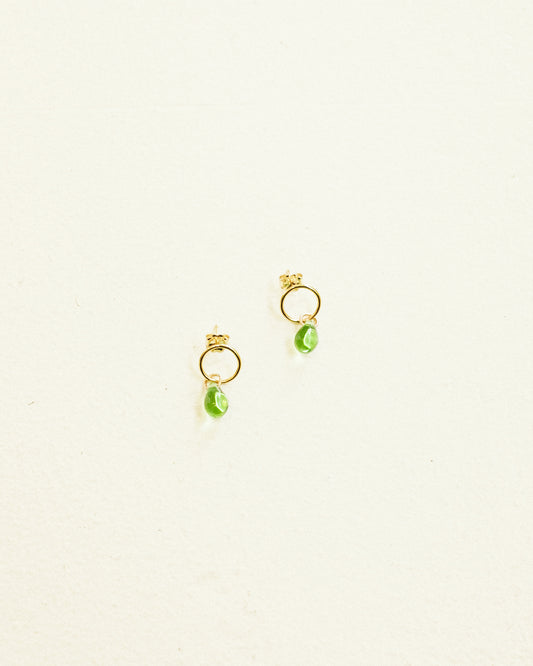Peridot Glass Teardrop Studs