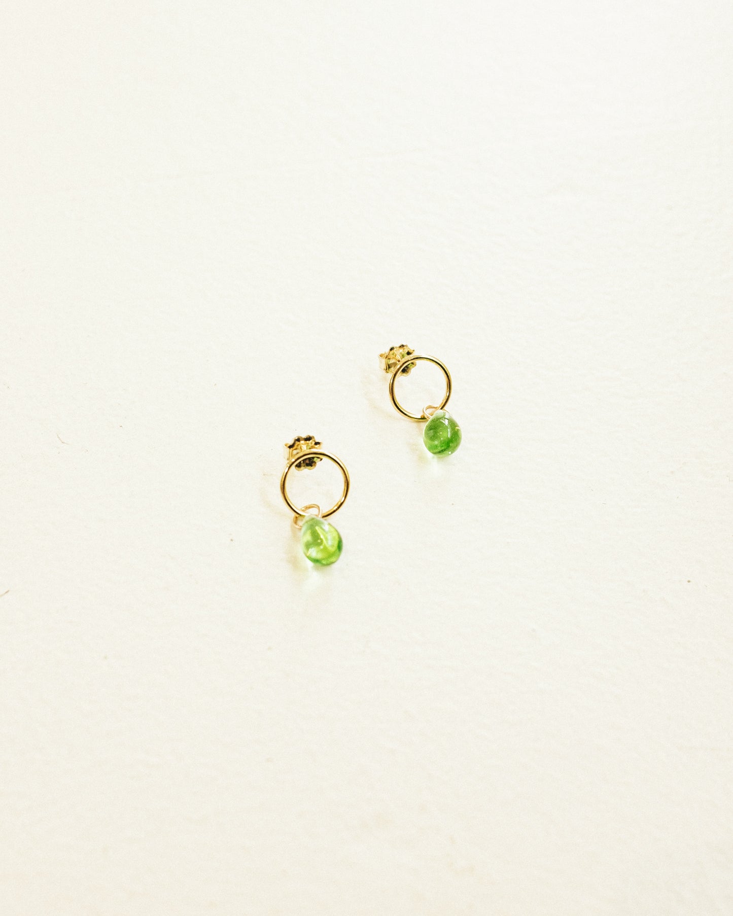 Peridot Glass Teardrop Studs