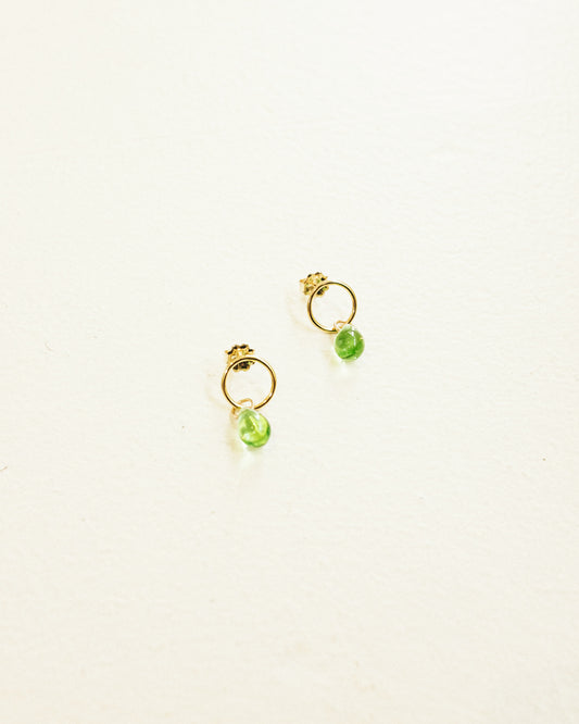 Peridot Glass Teardrop Studs