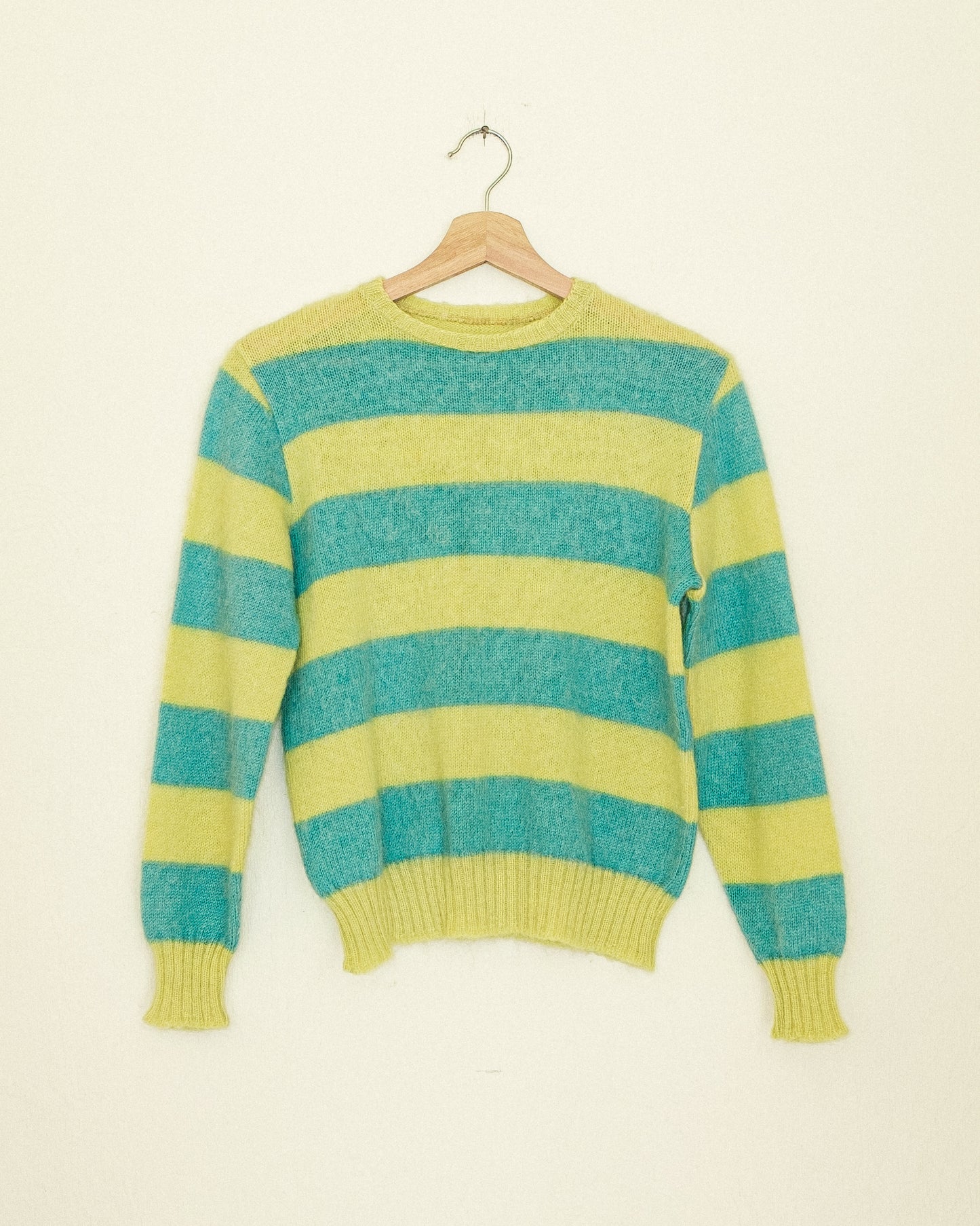 Lime Striped Mohair Sweater