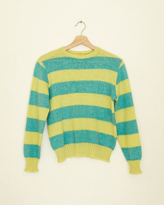 Lime Striped Mohair Sweater