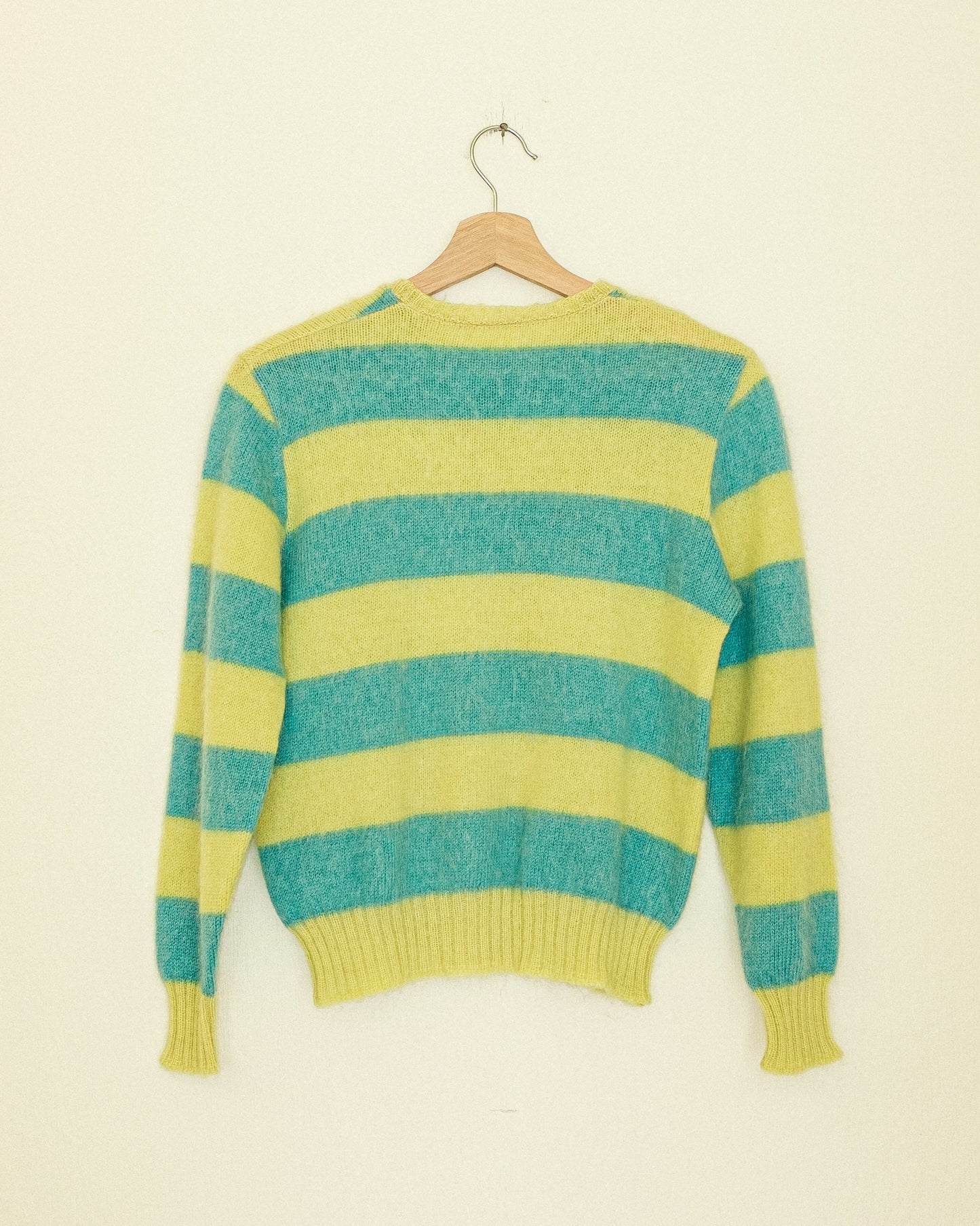 Lime Striped Mohair Sweater