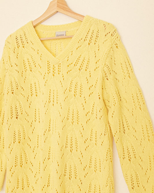 Yellow Open Weave Pullover