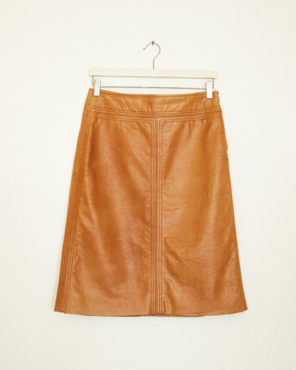 Chestnut Leather Skirt