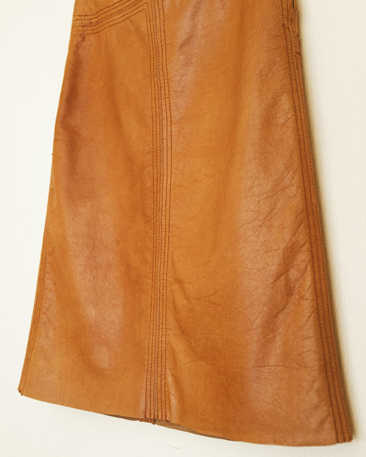 Chestnut Leather Skirt