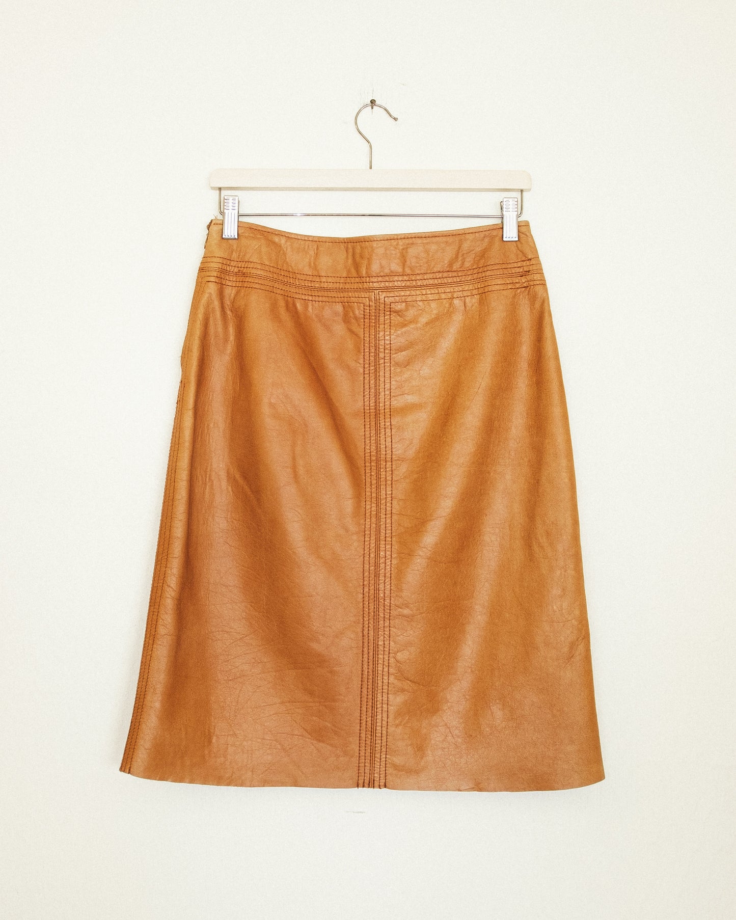 Chestnut Leather Skirt
