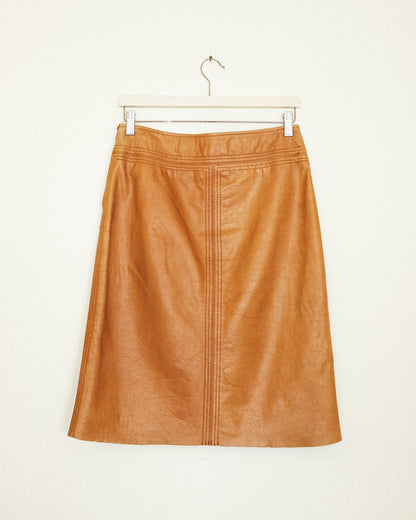 Chestnut Leather Skirt