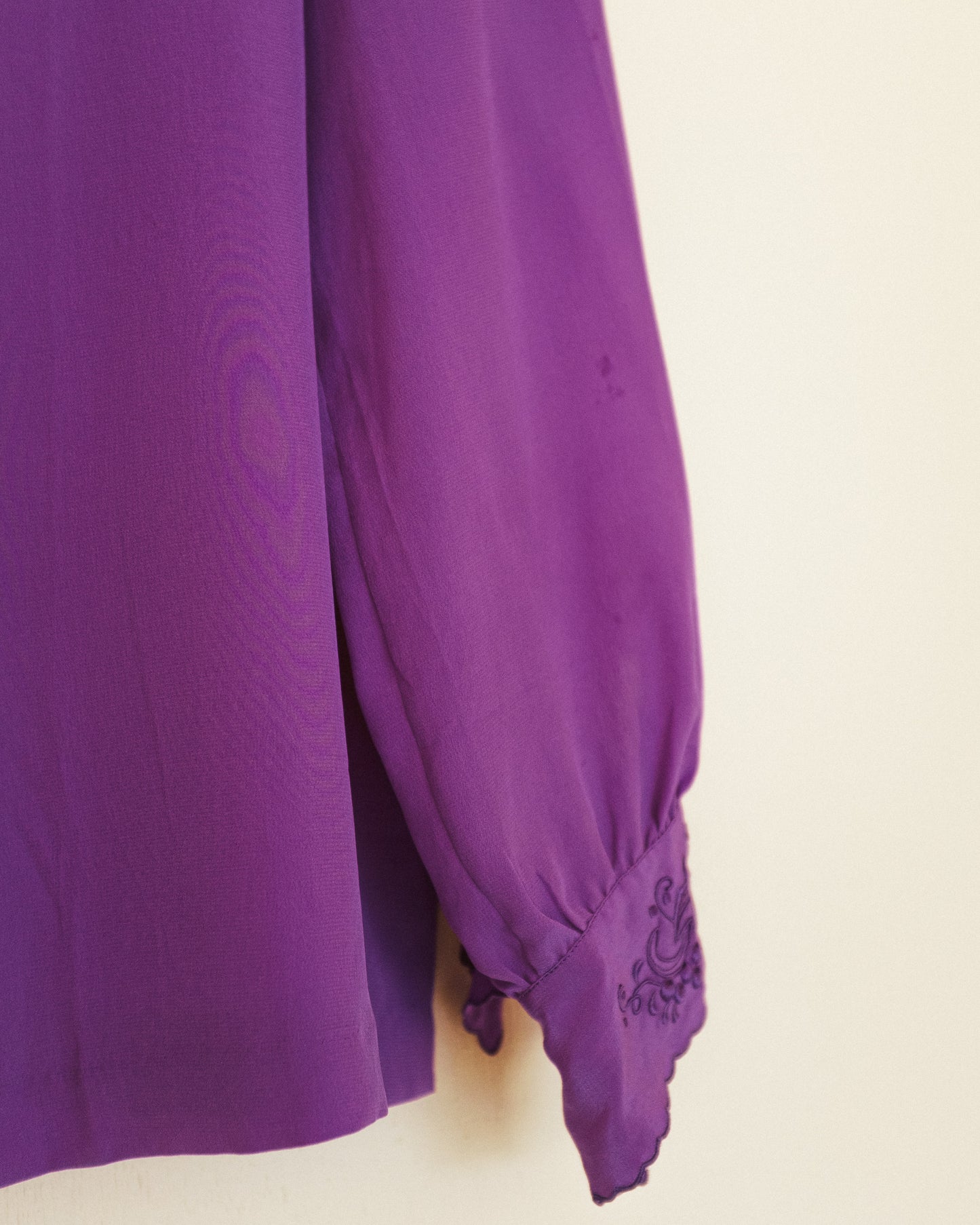 Embroidered Violet Silk Blouse