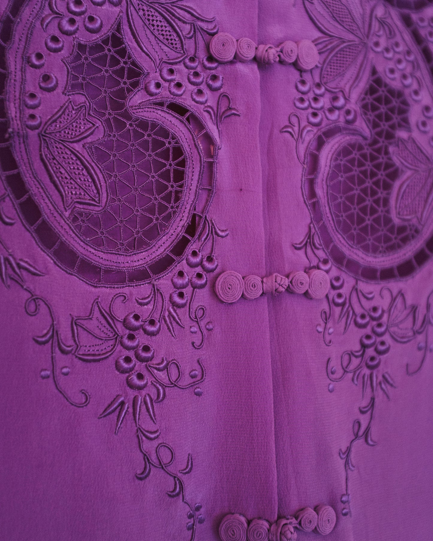 Embroidered Violet Silk Blouse