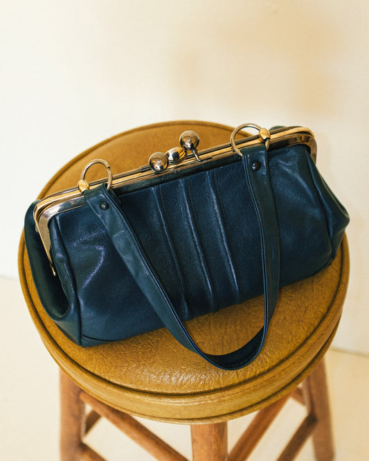 Navy Kiss-lock Handbag