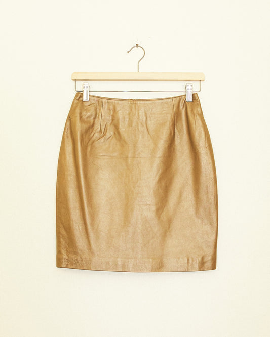 Bronze Leather Mini Skirt