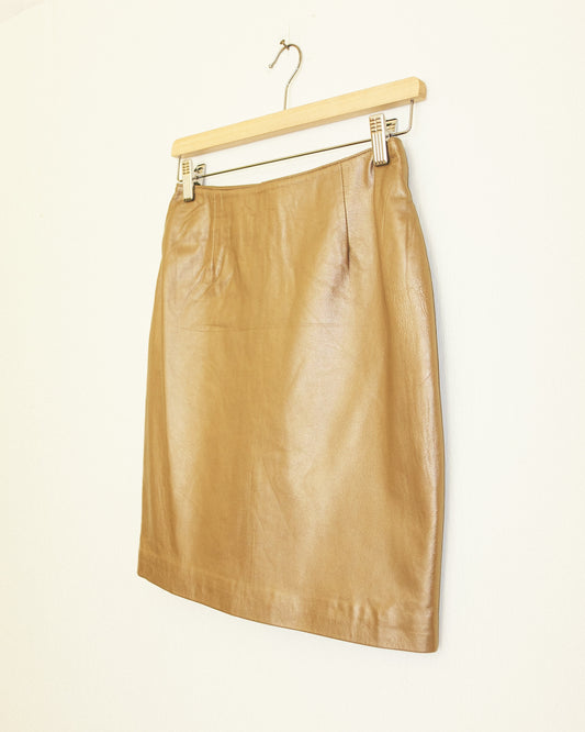 Bronze Leather Mini Skirt
