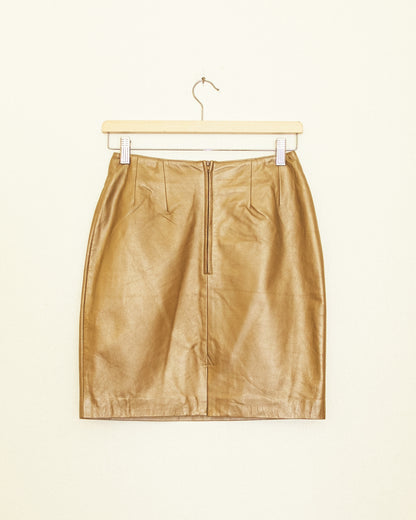 Bronze Leather Mini Skirt