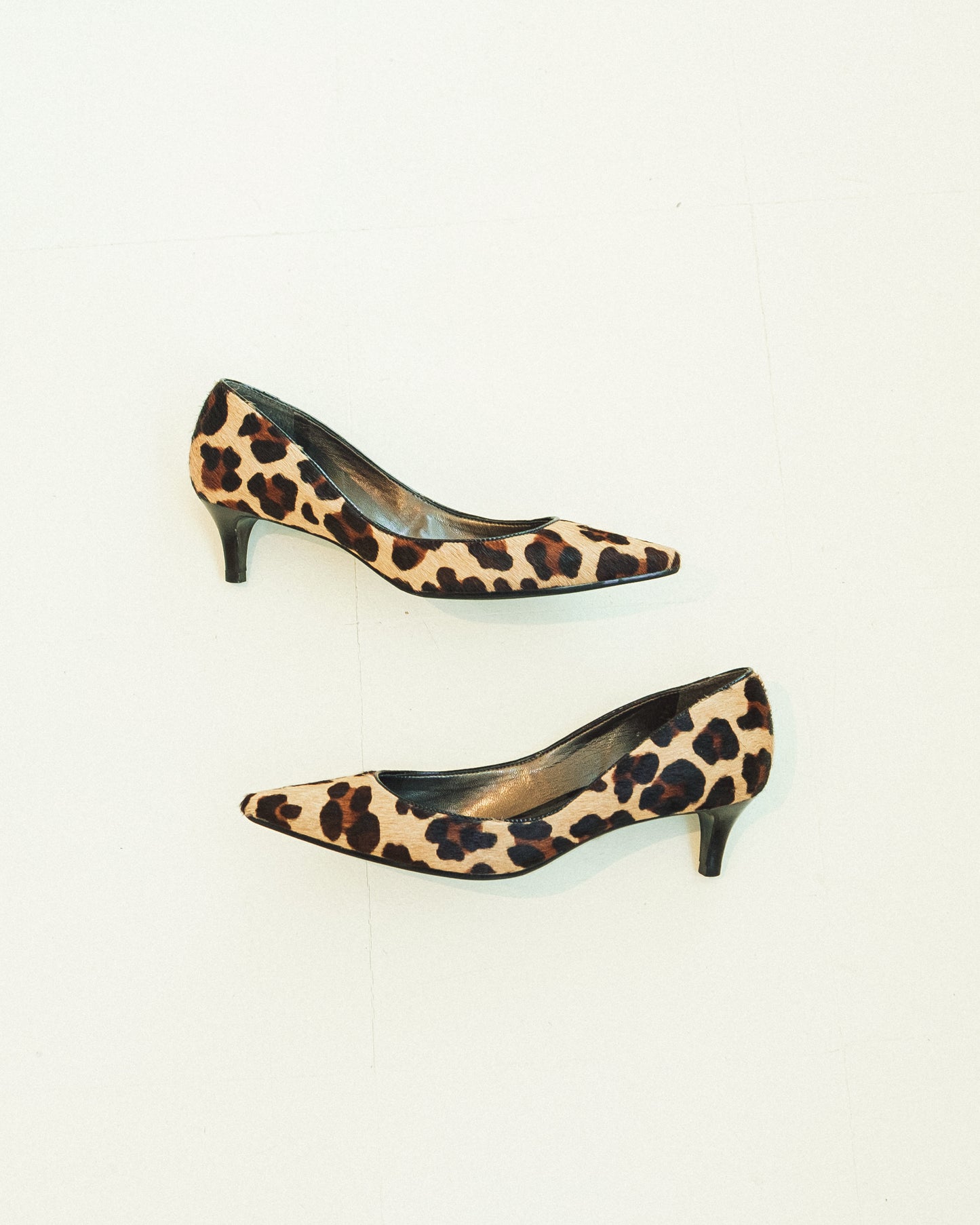 Leopard Pony Hair Kitten Heels 6.5