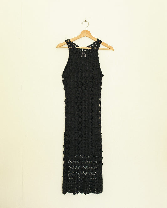 Noir Crochet Midi Dress