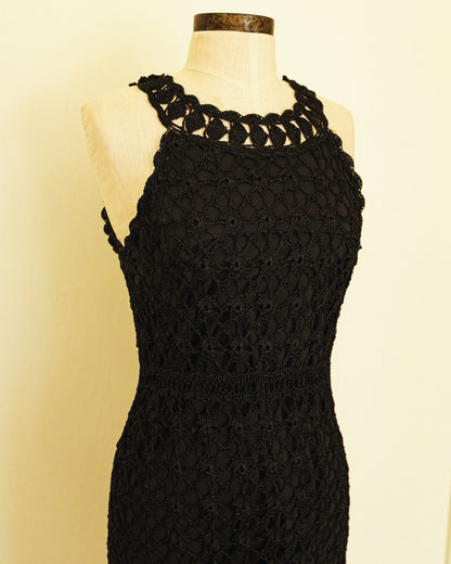 Noir Crochet Midi Dress