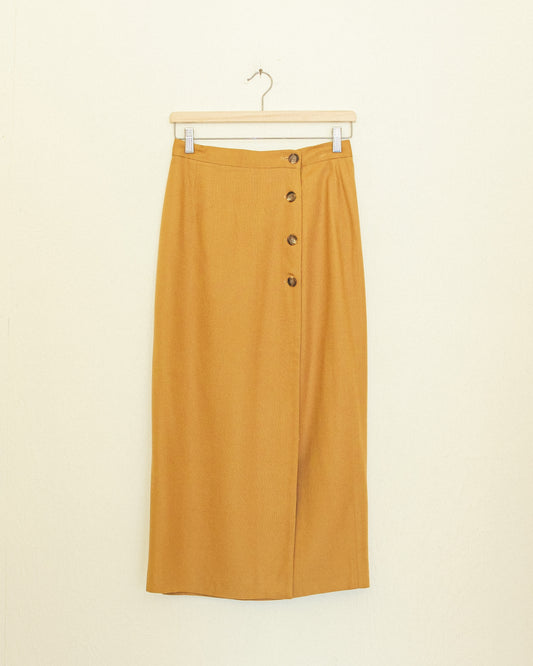 Button Midi Skirt - Camel