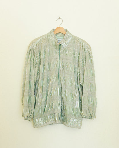 Shiny Mint Bomber Jacket
