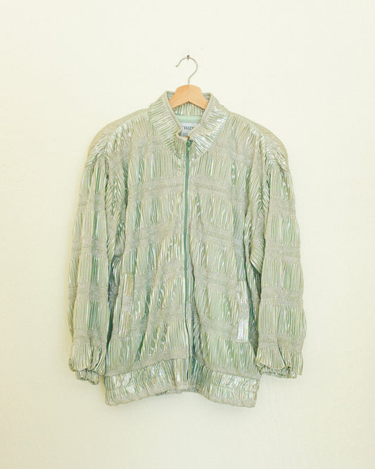 Shiny Mint Bomber Jacket