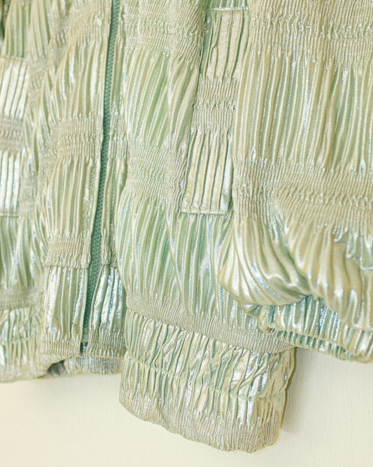 Shiny Mint Bomber Jacket