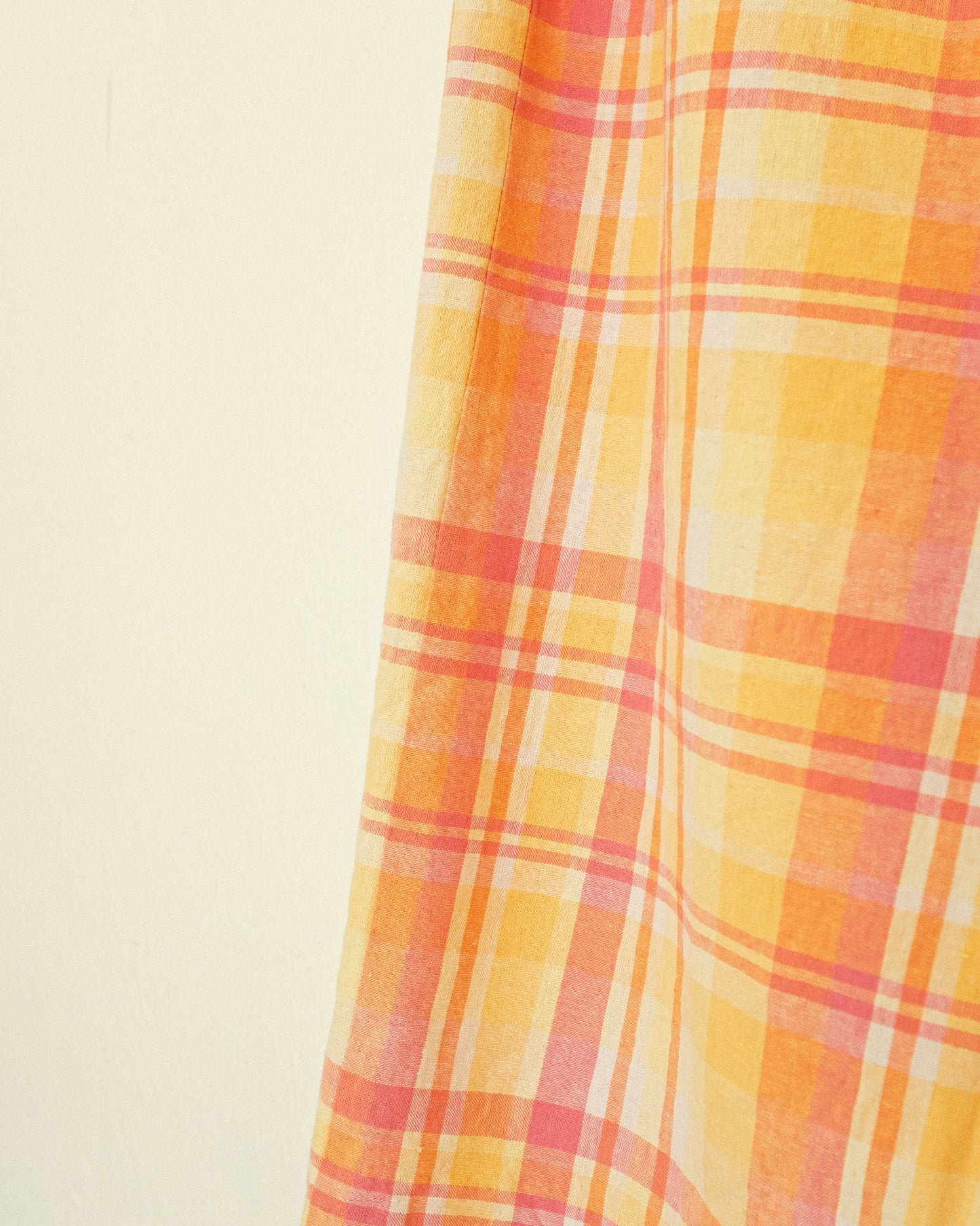 Coral Plaid Linen Skirt