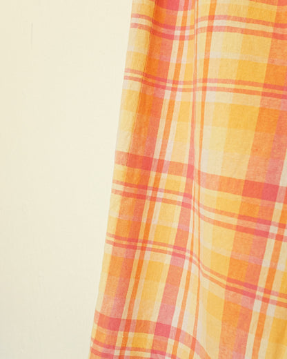 Coral Plaid Linen Skirt