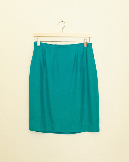 Teal Silk Skirt
