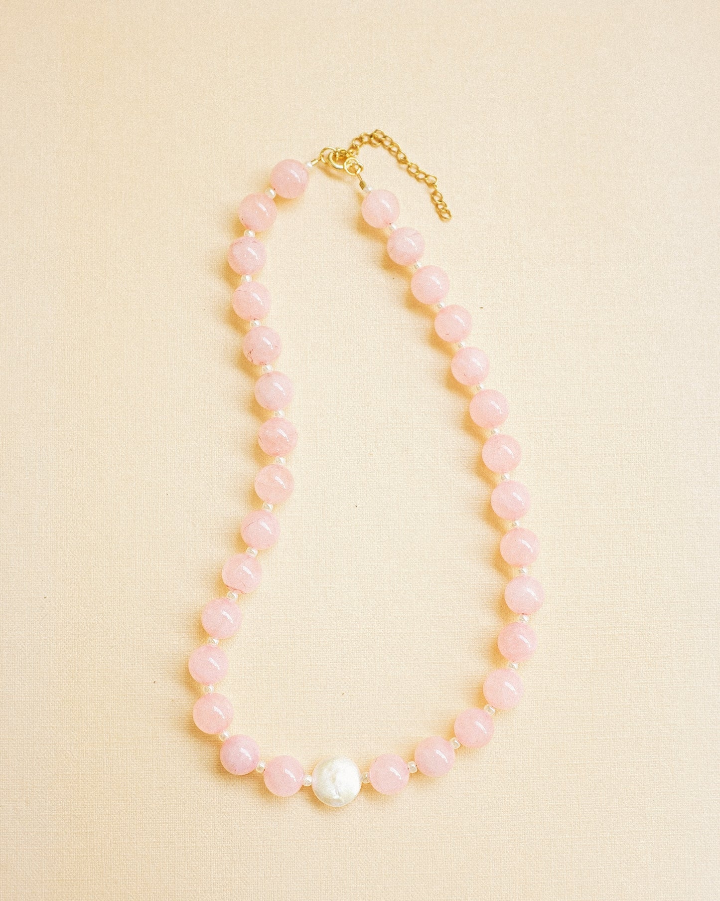 Rose Quartz + Pearl Necklace
