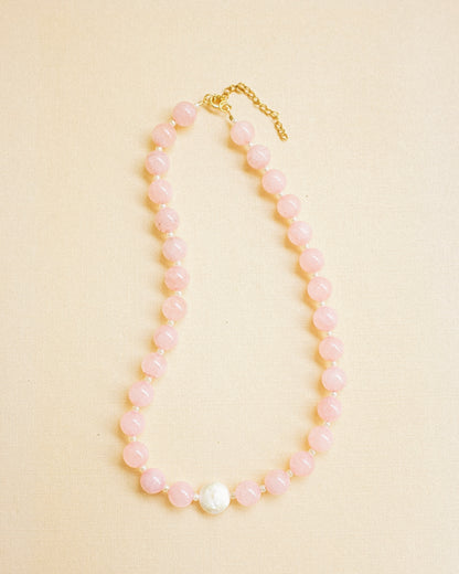 Rose Quartz + Pearl Necklace