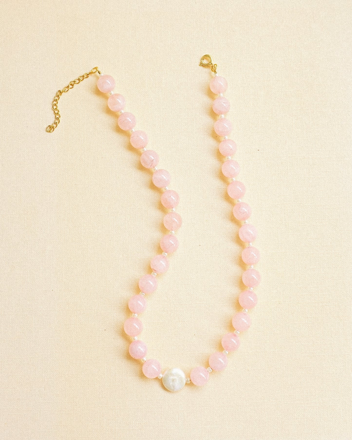 Rose Quartz + Pearl Necklace