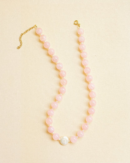 Rose Quartz + Pearl Necklace