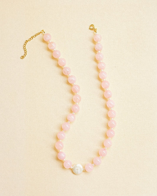 Rose Quartz + Pearl Necklace