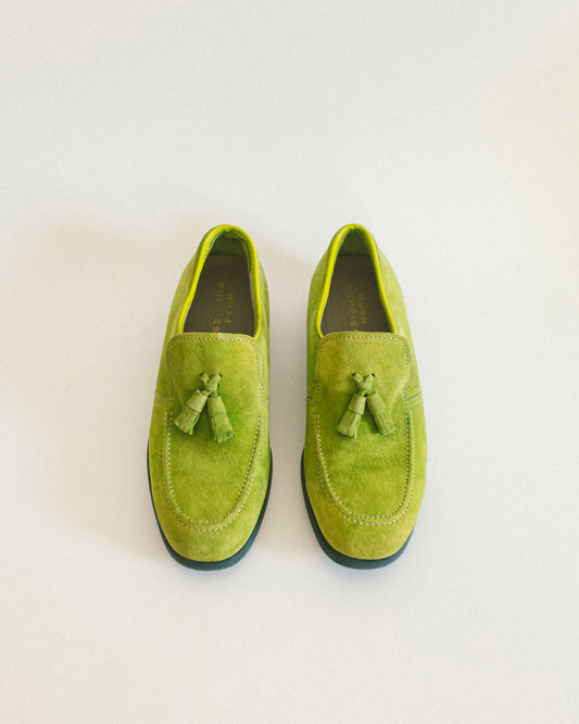 90's Lime Suede Loafers 9