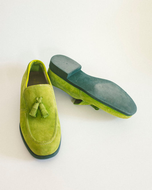 90's Lime Suede Loafers 9