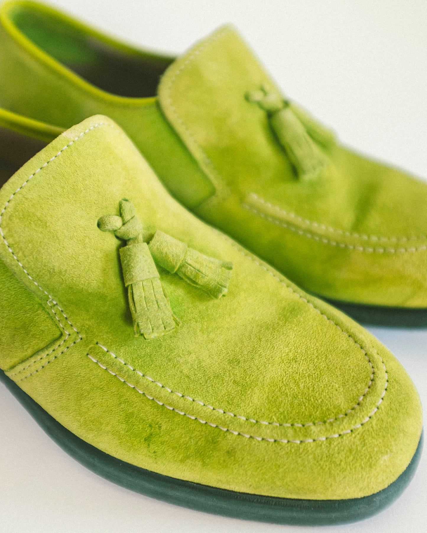 90's Lime Suede Loafers 9