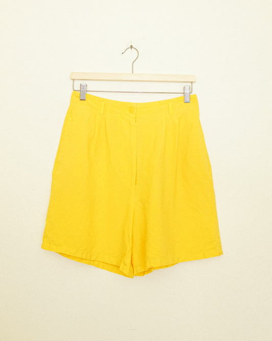 Yellow Linen Shorts