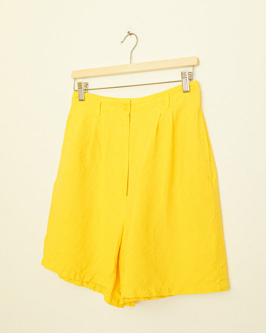 Yellow Linen Shorts