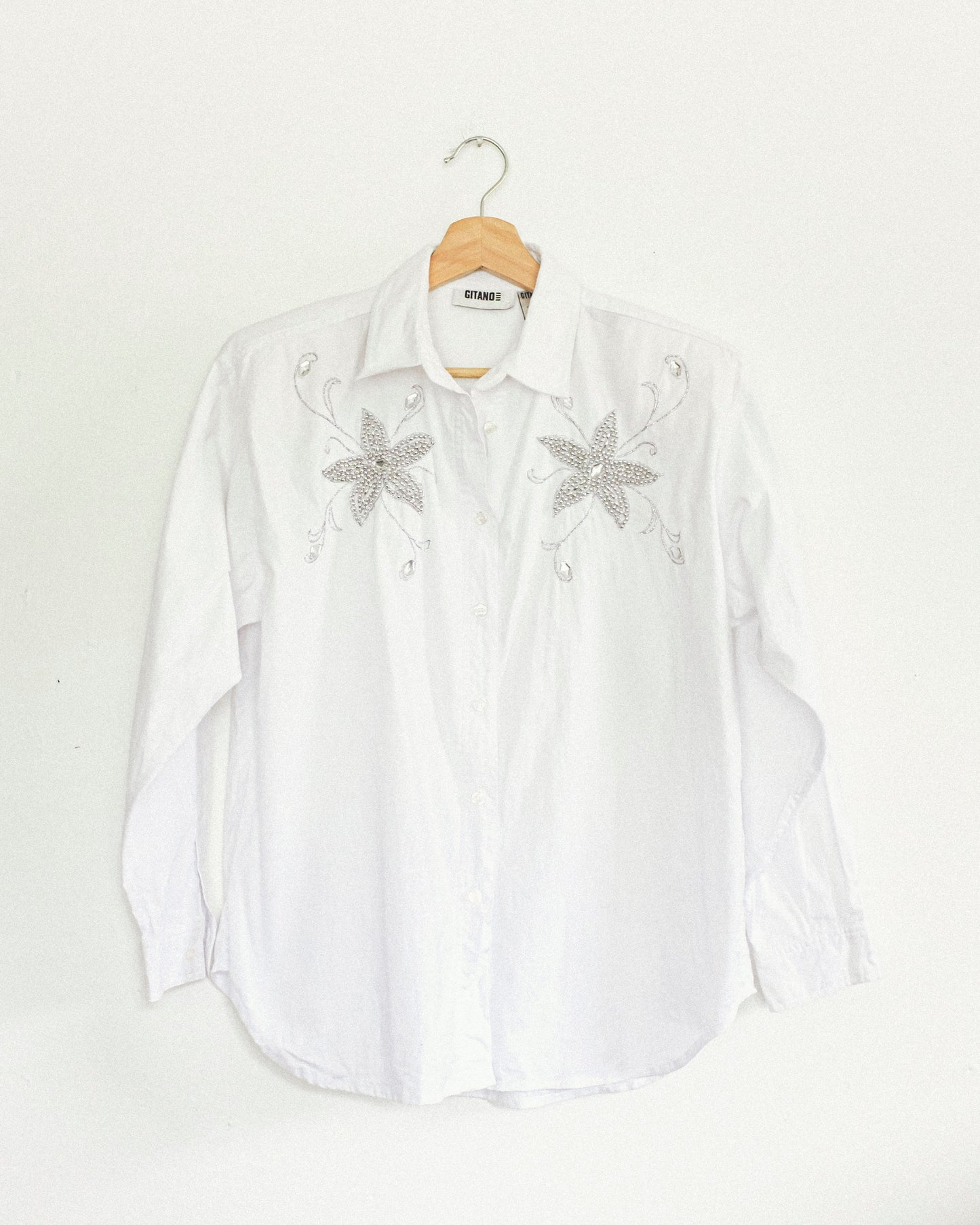 Silver Shine Button Up