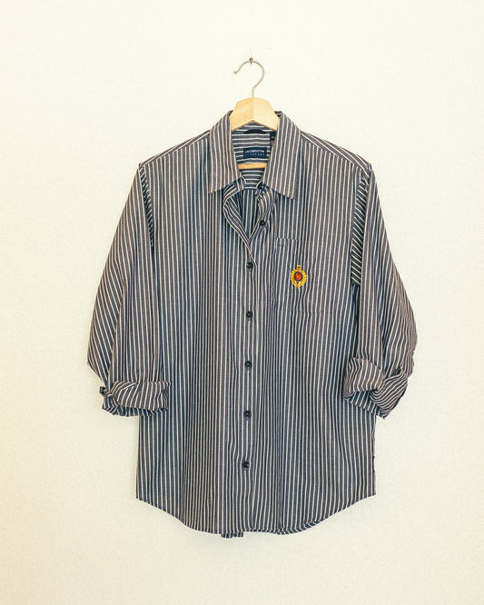 Liz Button Up - Coal Stripe