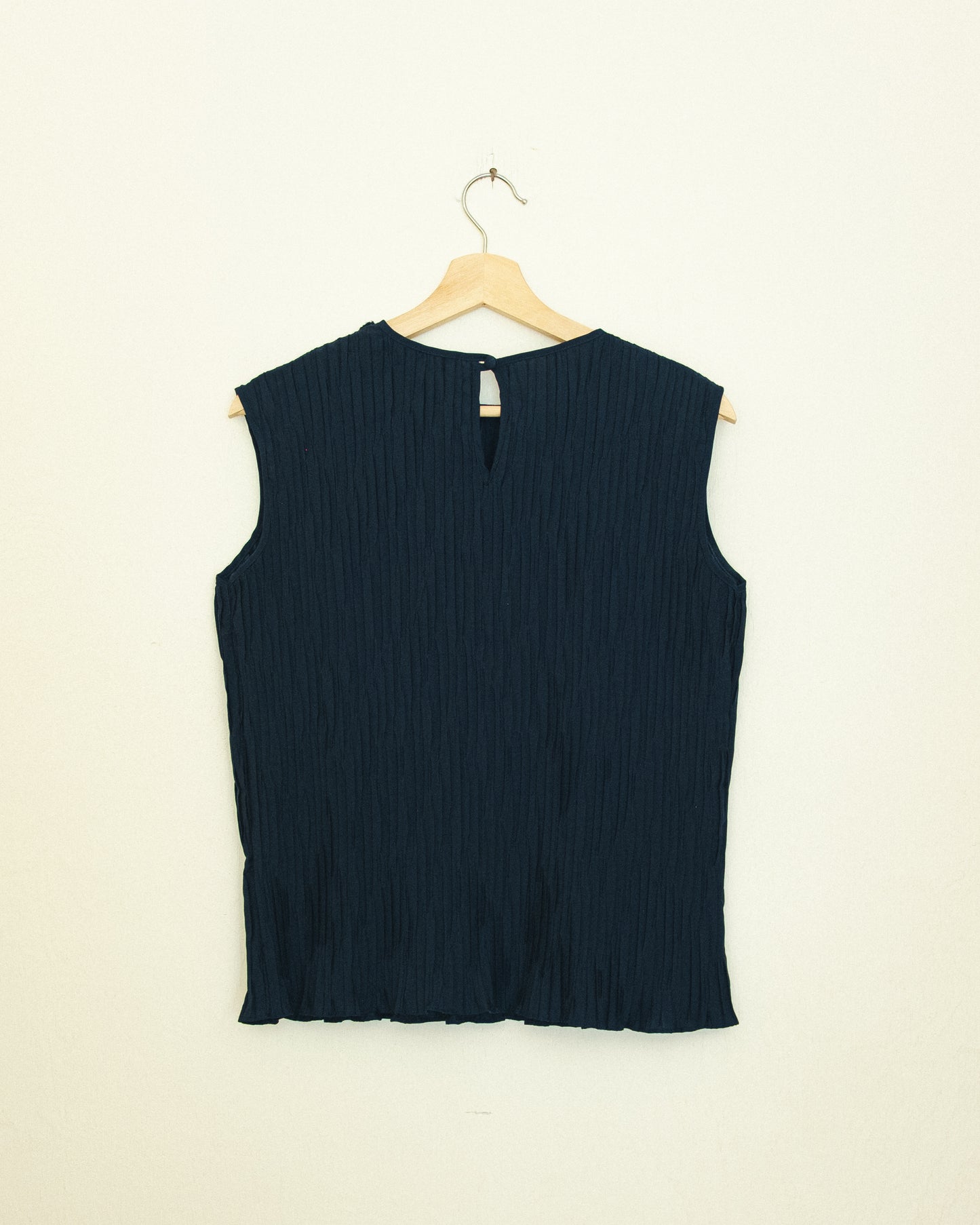 Navy Crinkle Top