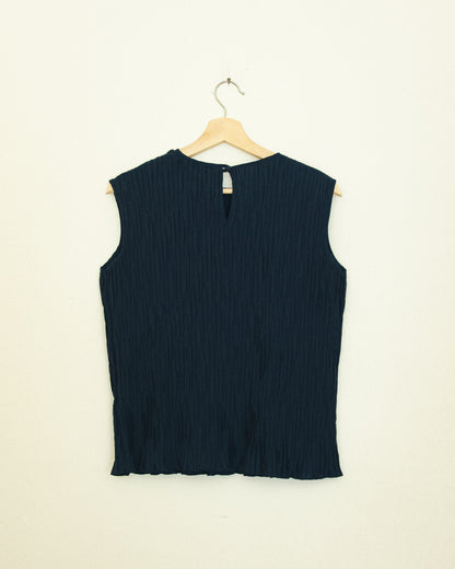 Navy Crinkle Top