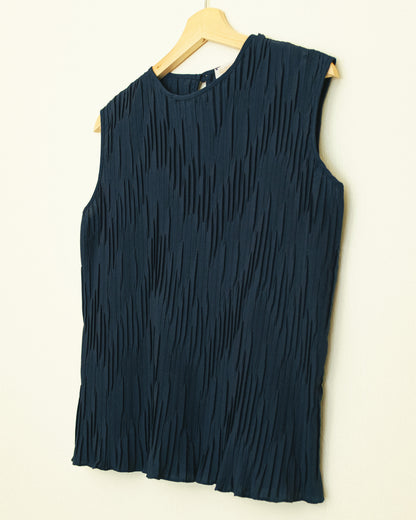 Navy Crinkle Top