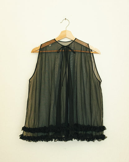 Sheer Ruffle Top - Noir