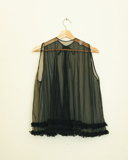 Sheer Ruffle Top - Noir