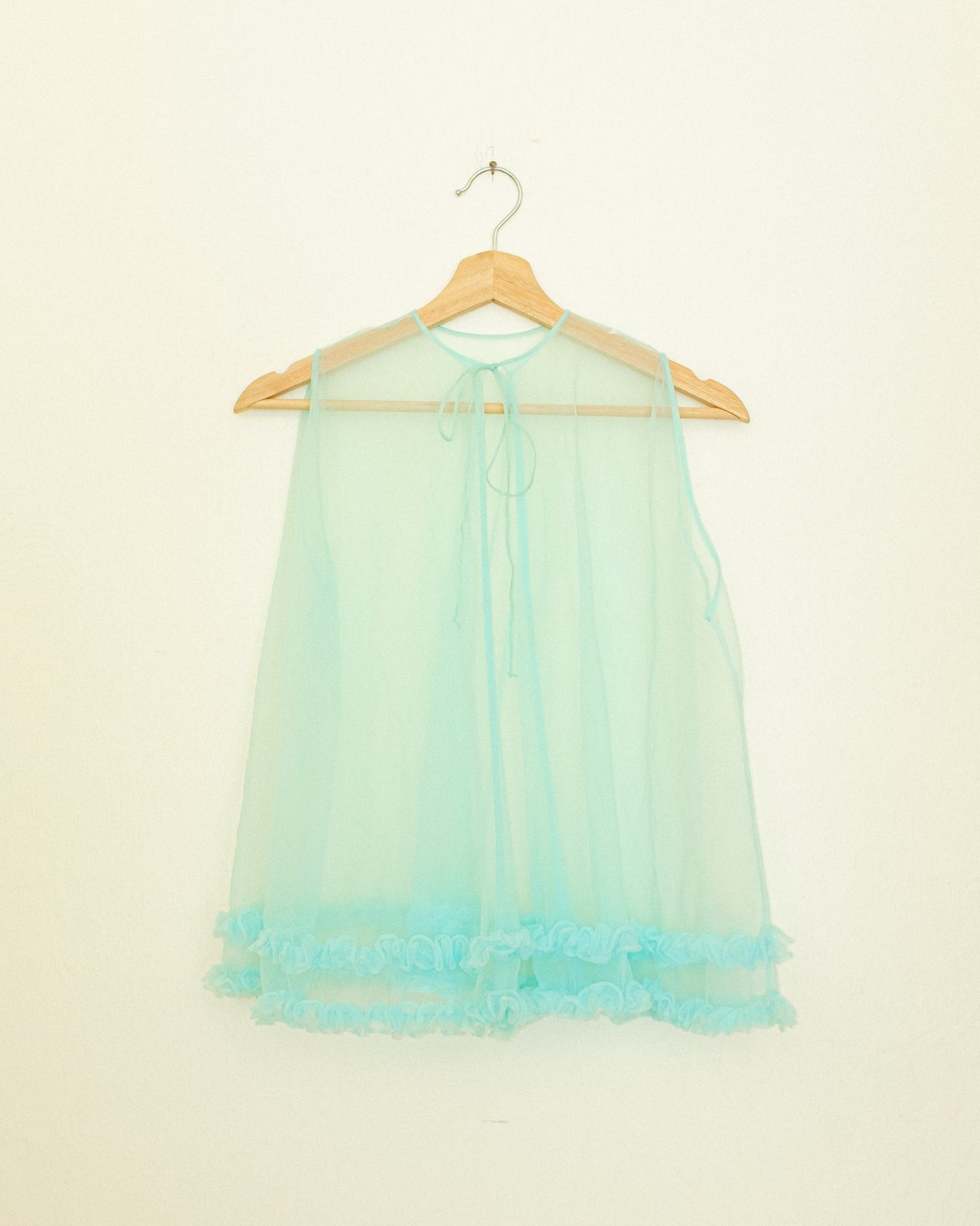 Sheer Ruffle Top - Aqua